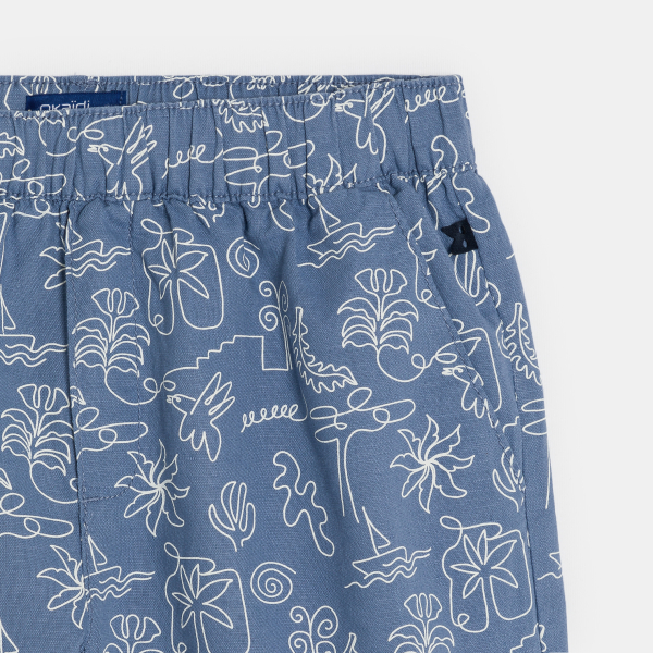 شورت برمودا بطبعة باللون الأزرق للأولاد